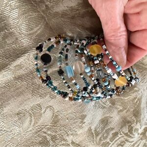 💗Multi-Strand Beaded Spiral Women’s Bracelet - Teal, White & Gold Accents💗10/$20